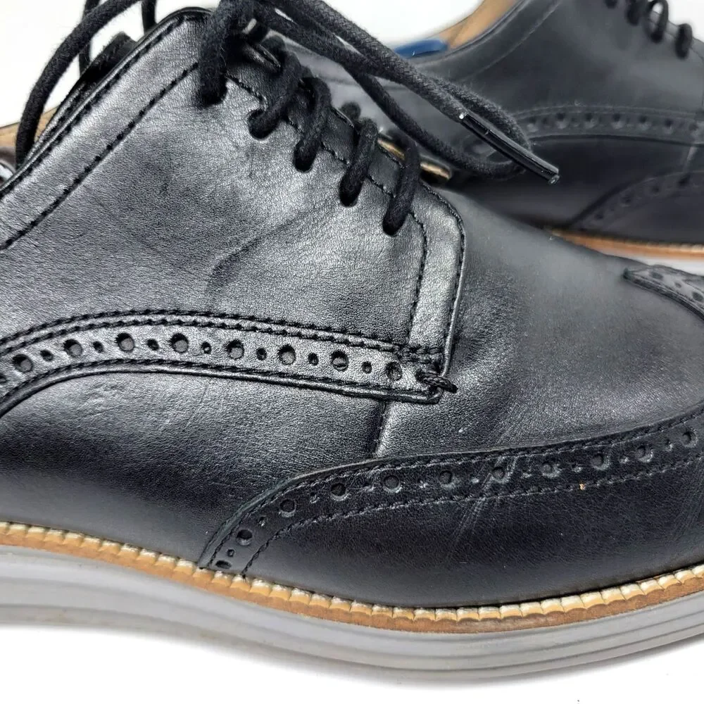 Cole Haan C26470 Grand O's Mens Black Leather Wingtip Derbys Size US 12 M VGC